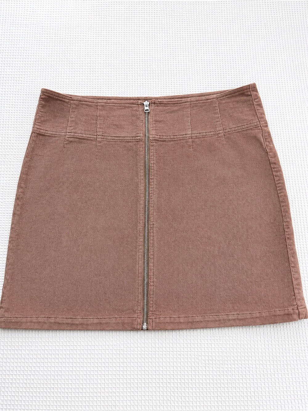 Women's Academia Mini Skirt Size 16 Corduroy Zip Front Fall Autumn Preppy Retro